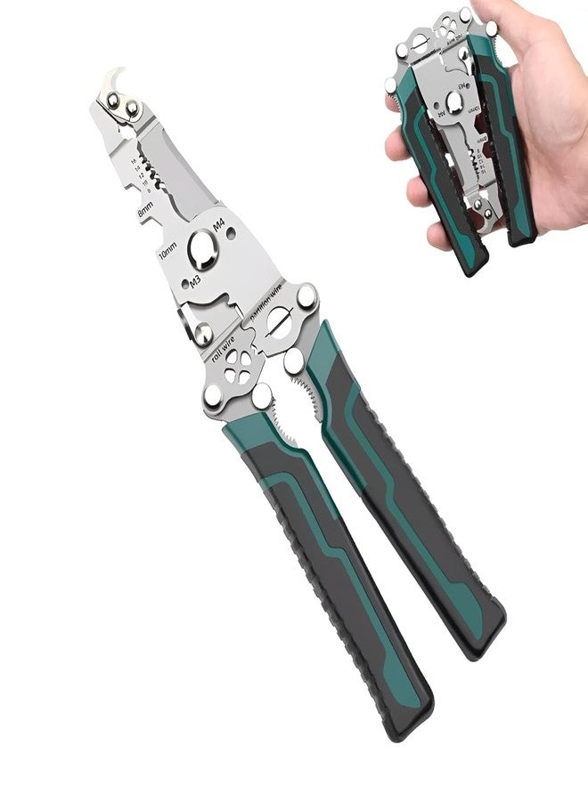 XBEY 9-in-1 Multifunctional Stainless Steel Wire Cutter Foldable Wire Stripper Crimper Cable Cutter Pliers for Cutting Electrical Stripping Tool & Crimping Tool (Needle Wire Cutter) - Image 1